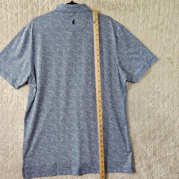 Johnnie O Polo Shirt Large UPF50 Micro Floral Blue Sun Protection Golf Preppy - Picture 6 of 7
